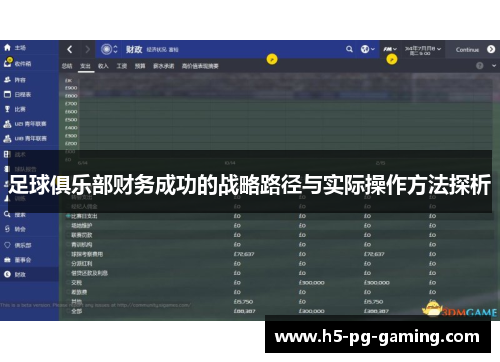 足球俱乐部财务成功的战略路径与实际操作方法探析 足球俱乐部财务成功的战略路径与实际操作方法探析